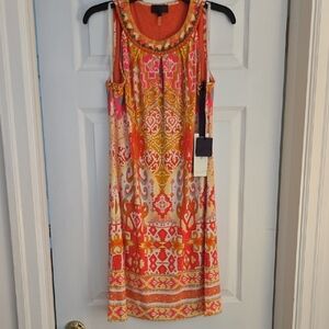 Hale Bob Orange and Pink Embellished Sundress